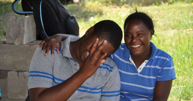 Jongeren van Zamokuhle Disable Center in Zuid-Afrika 