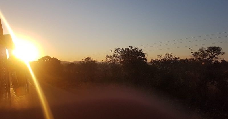 Ondergaande zon in Zambia