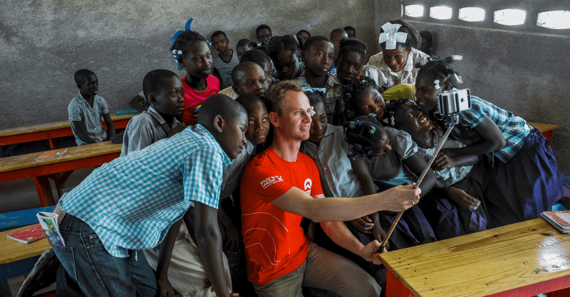 Samen een selfie maken in Haiti