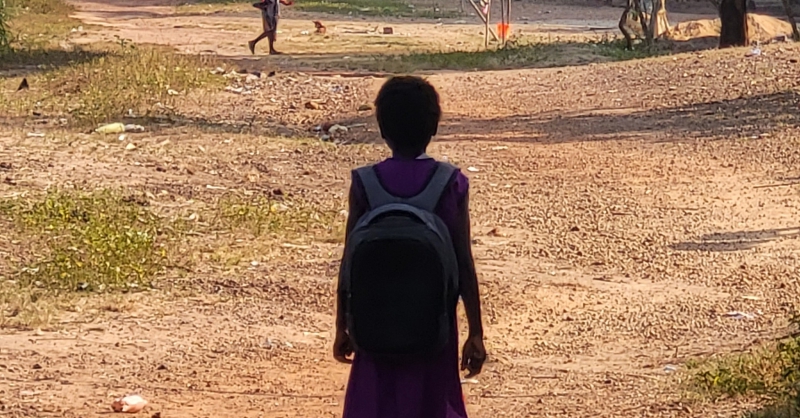 A girl going to school