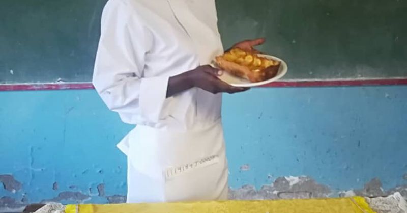 Nkosazana after her bakery practical exam