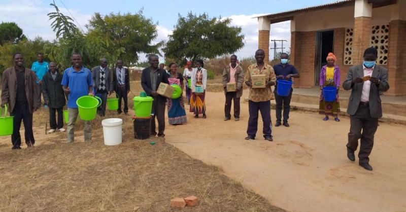 The village received 10 buckets + soap for further training