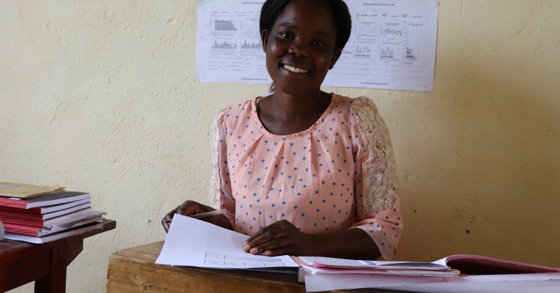 The head teacher in her office