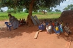 Groep 1 en 2 krijgen les onder de boom